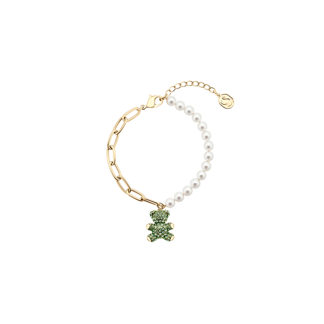 5669167 [13% 쿠폰] (W) Swarovski Teddy Bracelet Green Gold Plated