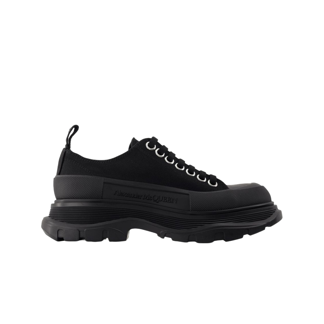 (W) 알렉산더 맥퀸 트레드 슬릭 레이스업 블랙((W) Alexander McQueen Tread Slick Lace Up in Black)