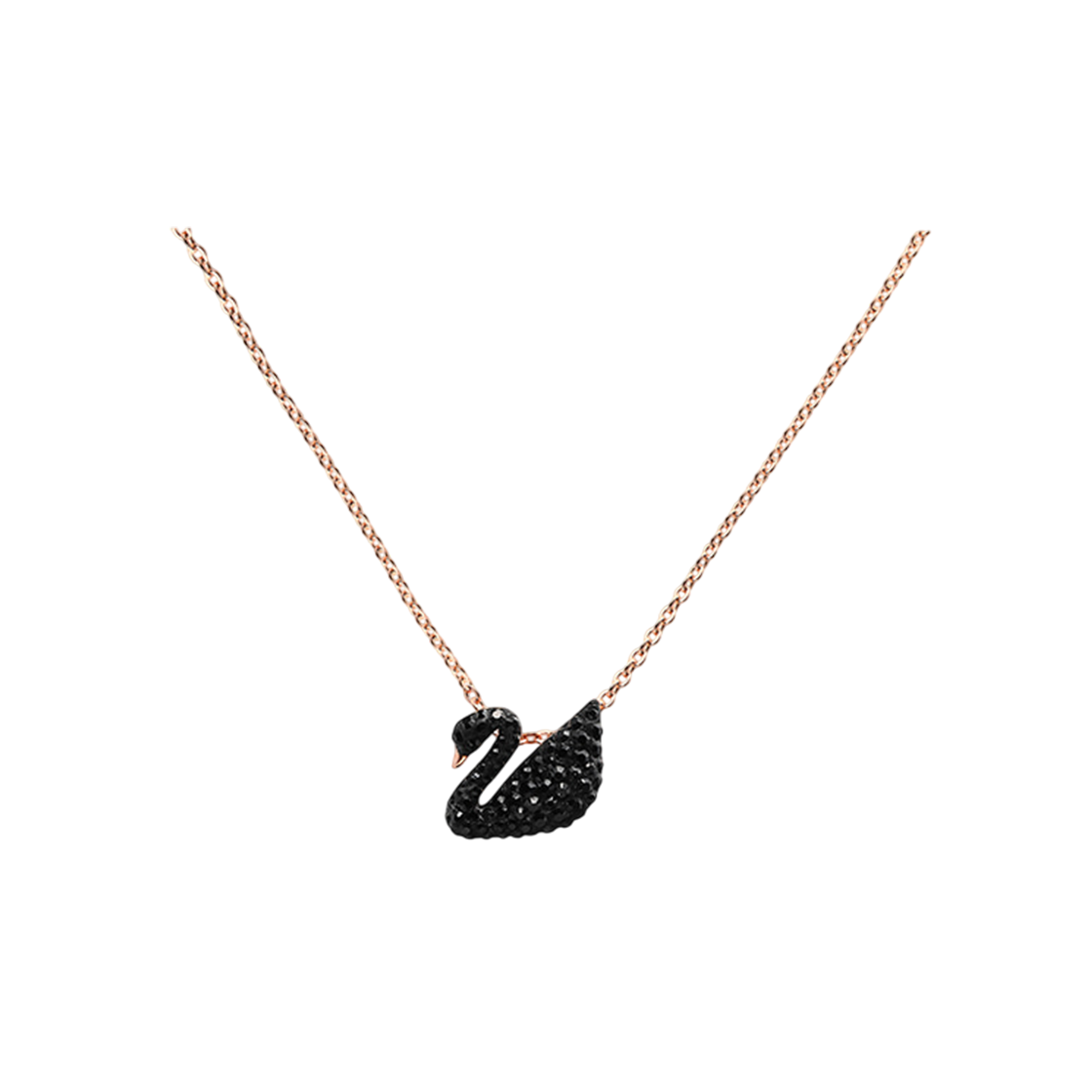 5204133 [13% 쿠폰] (W) Swarovski Iconic Swan Pendant Small Black Rose Gold Plated