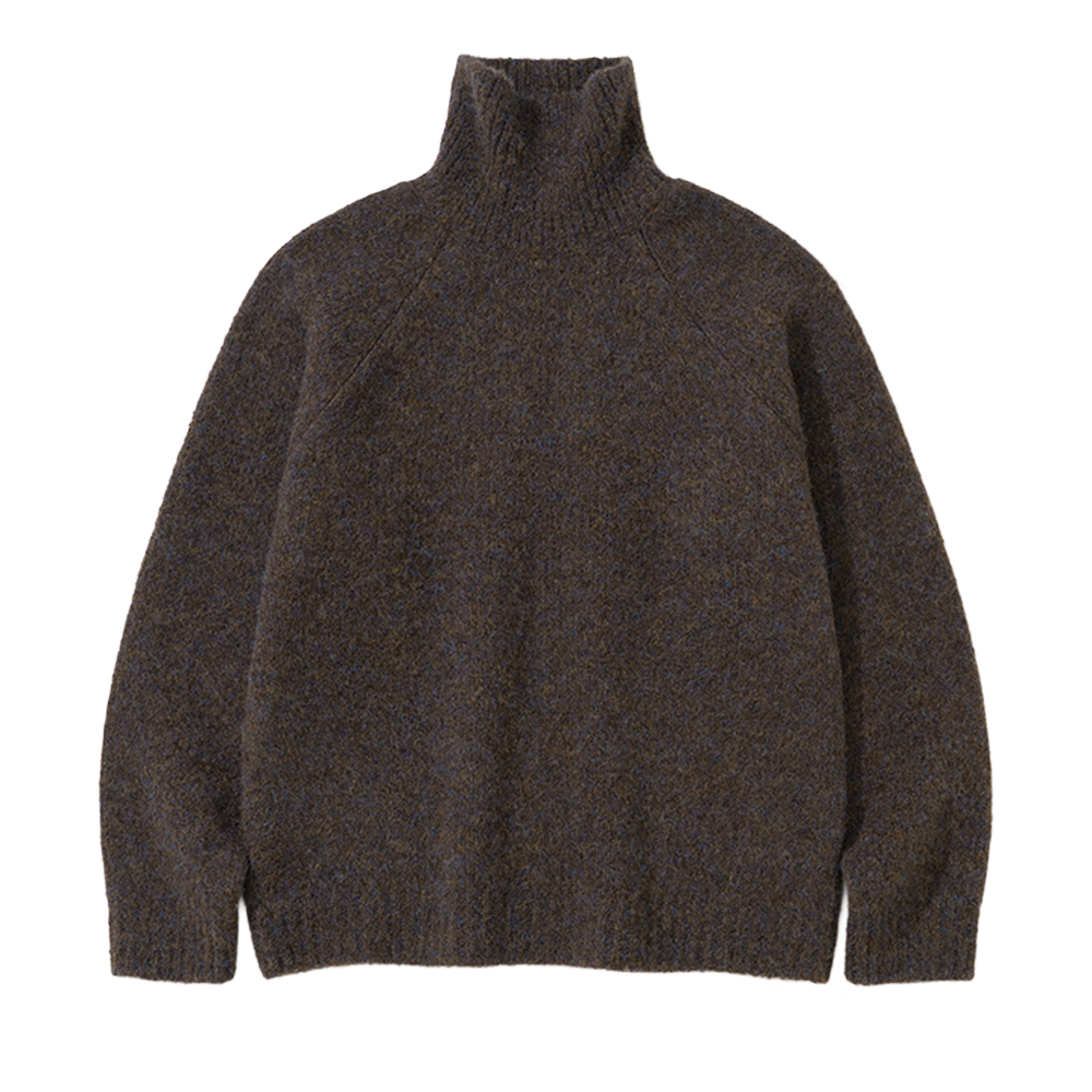 니티드 부클 터틀넥 니트 브라운(Knitted Boucle Turtle Neck Knit Brown)