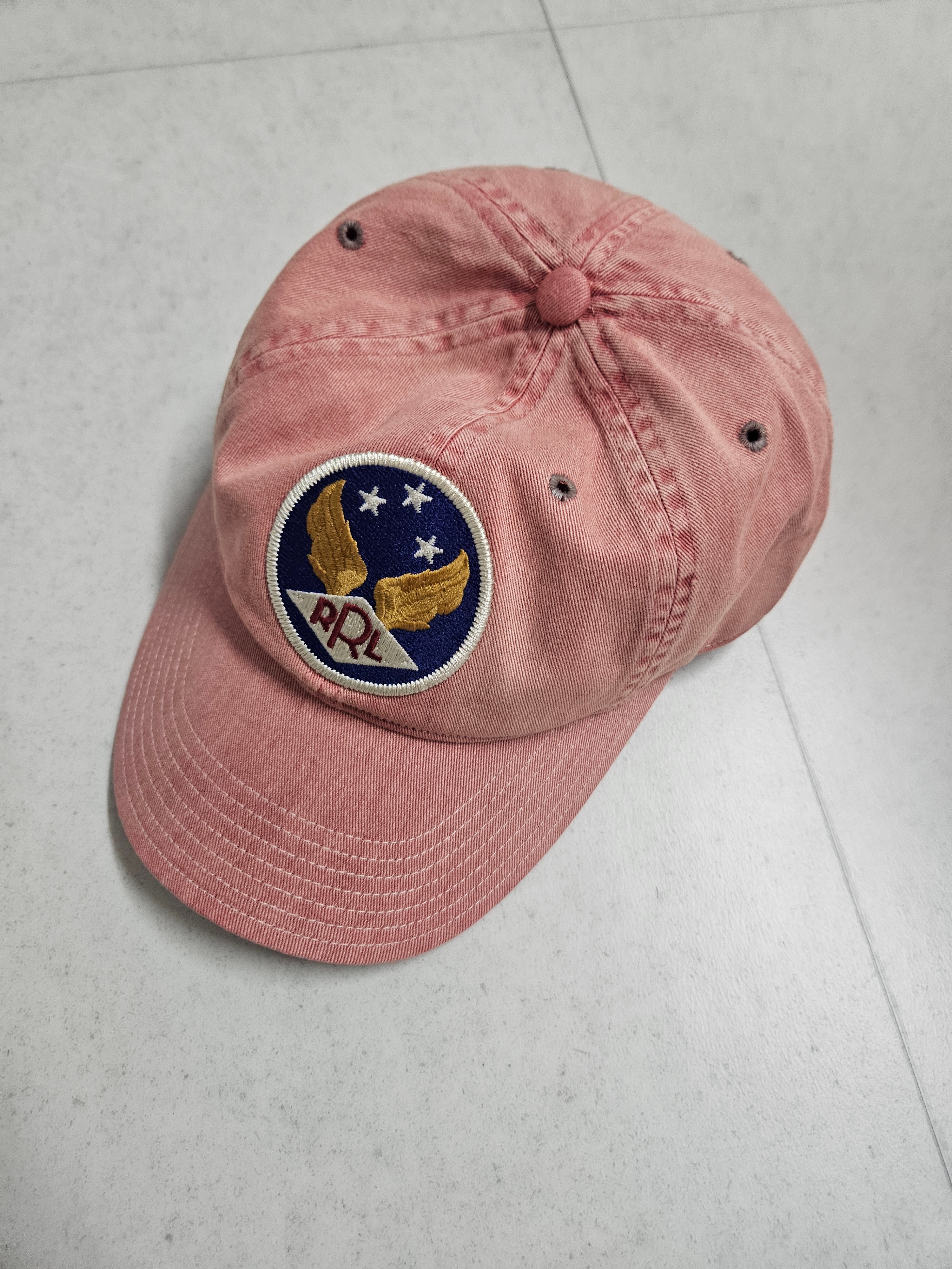 Double RL Garment Dyeing Twill Ball Cap Red 착용 스타일