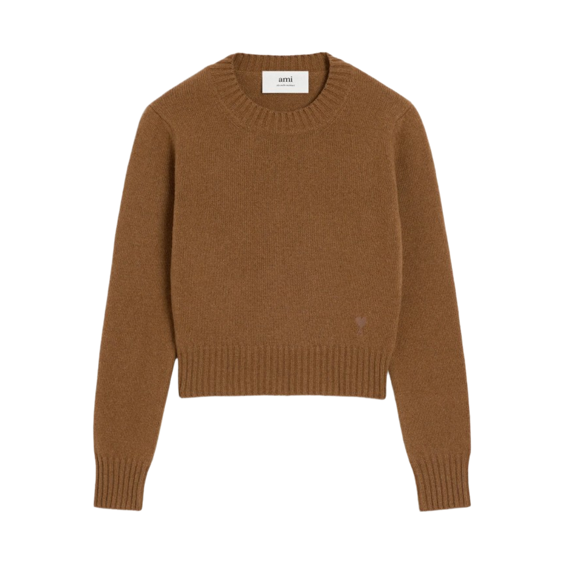 (W) 아미 톤온톤 하트 로고 캐시미어 크루넥 스웨터 헤이즐넛((W) AMI de Coeur Cashmere Crewneck Sweater Hazelnut) - 1