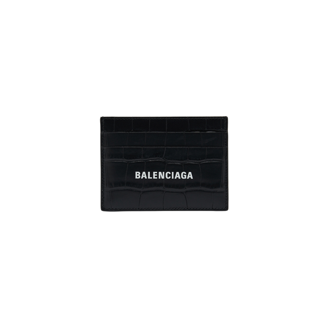 594309 1ROP3 1000 [13% 쿠폰] Balenciaga Matte Crocodile Embossed Calfskin Cash Card Holder Black