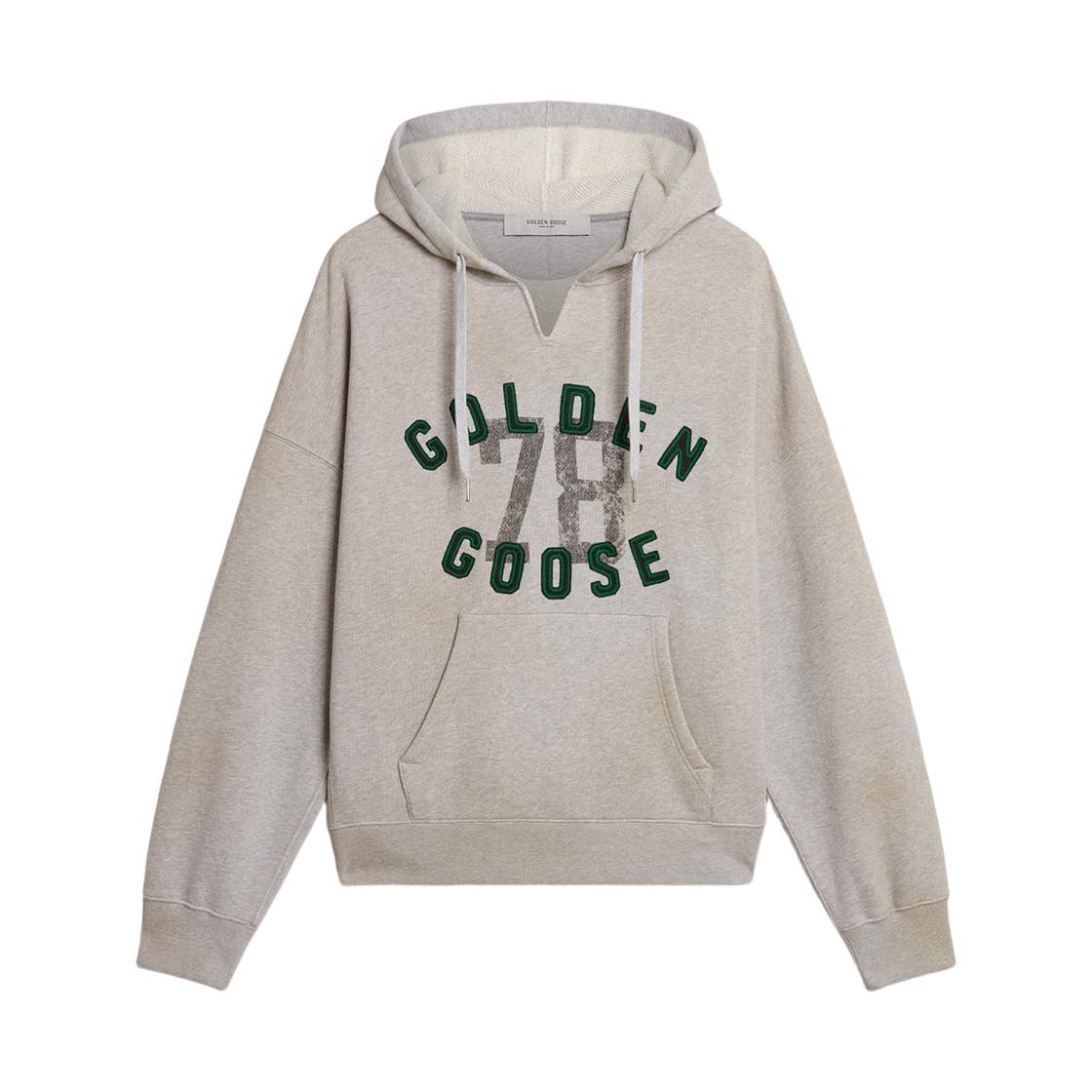 GUP02170-P001861-60583 Golden Goose Hooded Sweatshirt with Embroidered Vintage Logo in Worn Grey
