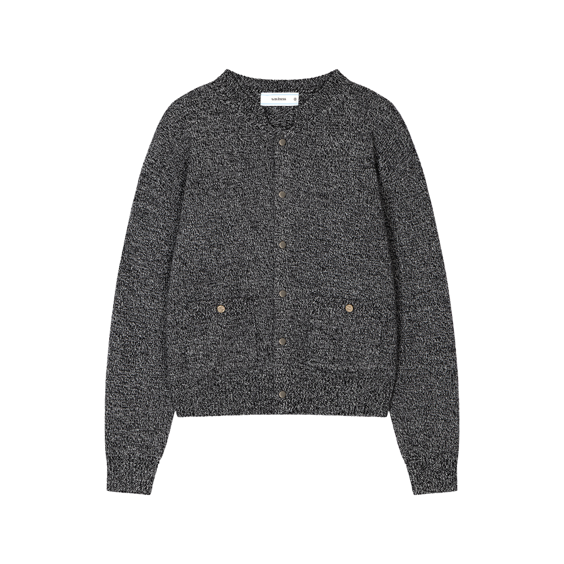 웨이비니스 바시티 라인 가디건 그레이(Waviness Varsity Line Cardigan Grey)