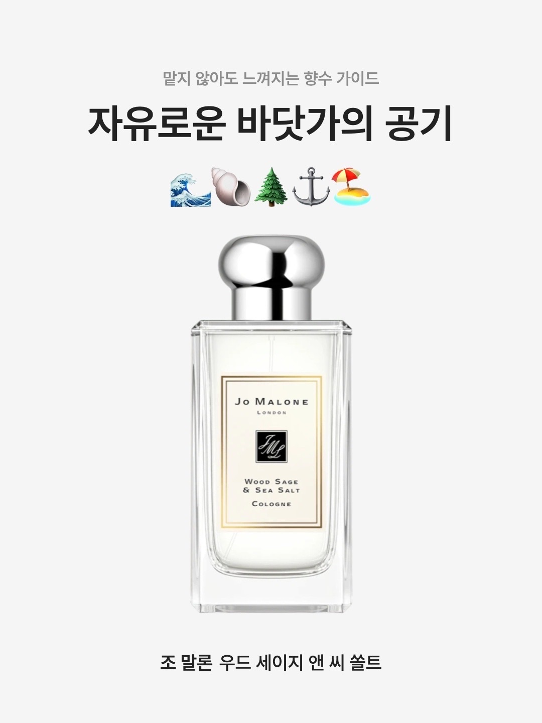 Jo Malone Wood Sage & Sea Salt Cologne 100ml, Jo Malone Wood Sage & Sea Salt Cologne 30ml 착용 스타일 - 1