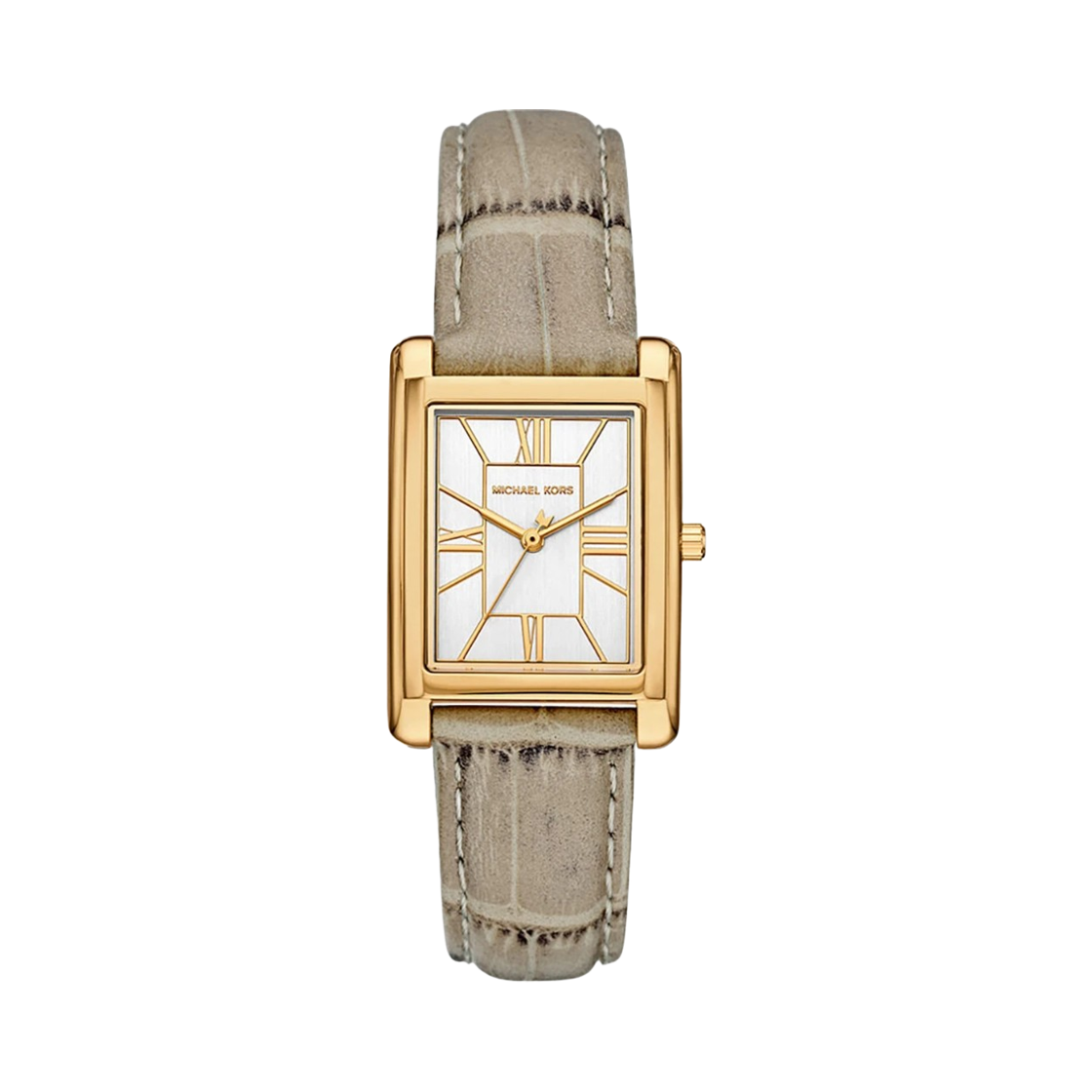(W) 마이클 코어스 에섹스 쿼츠 쓰리핸드 36.5mm 크로커다일 엠보스드 레더 워치 골드 베이지((W) Michael Kors Essex Quartz Three-Hand 36.5mm Crocodile Embossed Leather Watch Gold Beige)