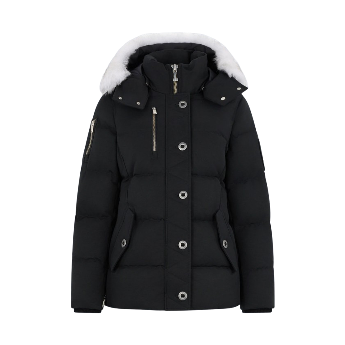 (W) 무스너클 오리지널 셔링 트림 3Q 자켓 블랙 내츄럴((W) Moose Knuckles Original Shearling Trim 3Q Jacket Black Natural)