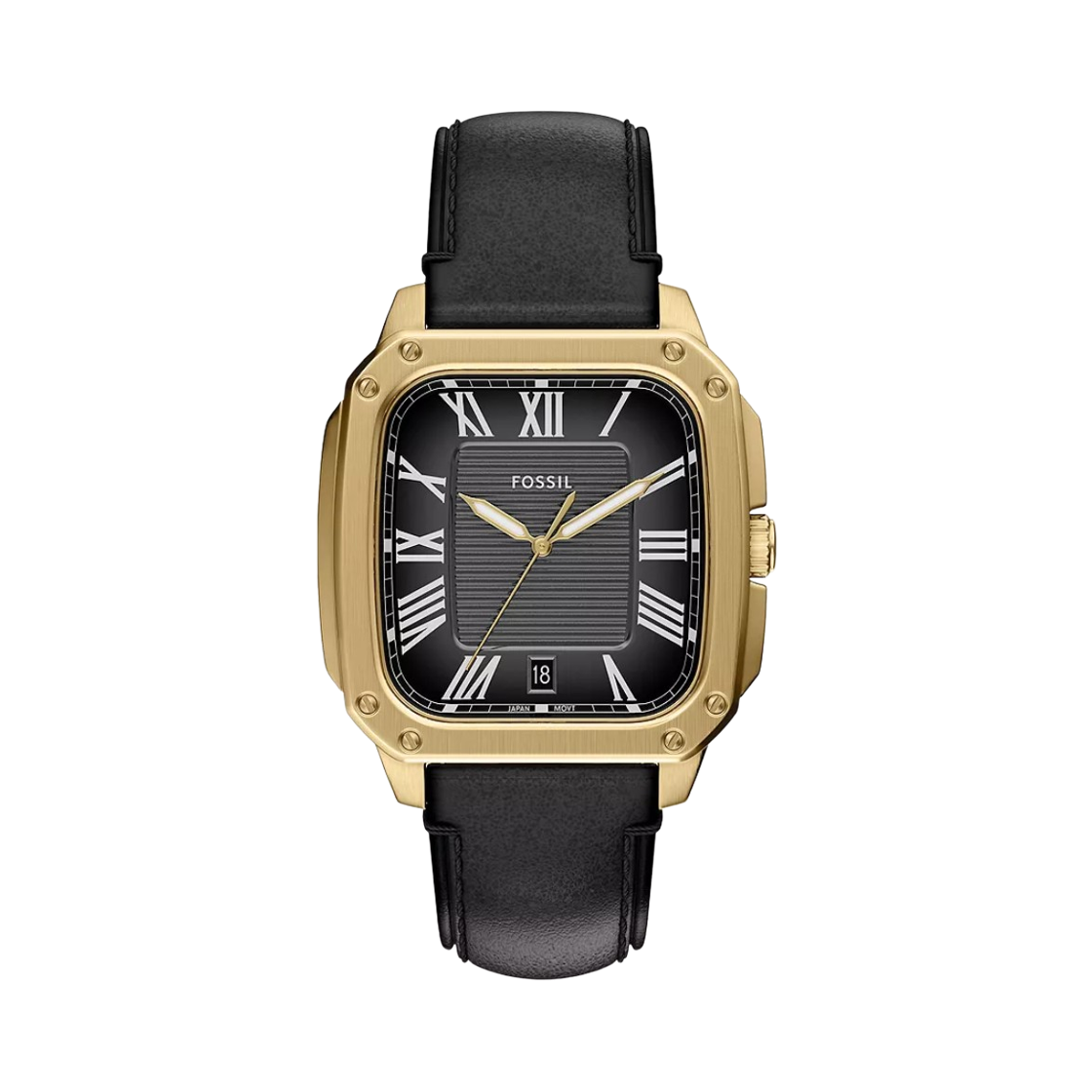 파슬 크로스비 쿼츠 쓰리핸드 데이트 42mm 레더 블랙 골드(Fossil Crosby Quartz Three-Hand Date 42mm Leather Black Gold)
