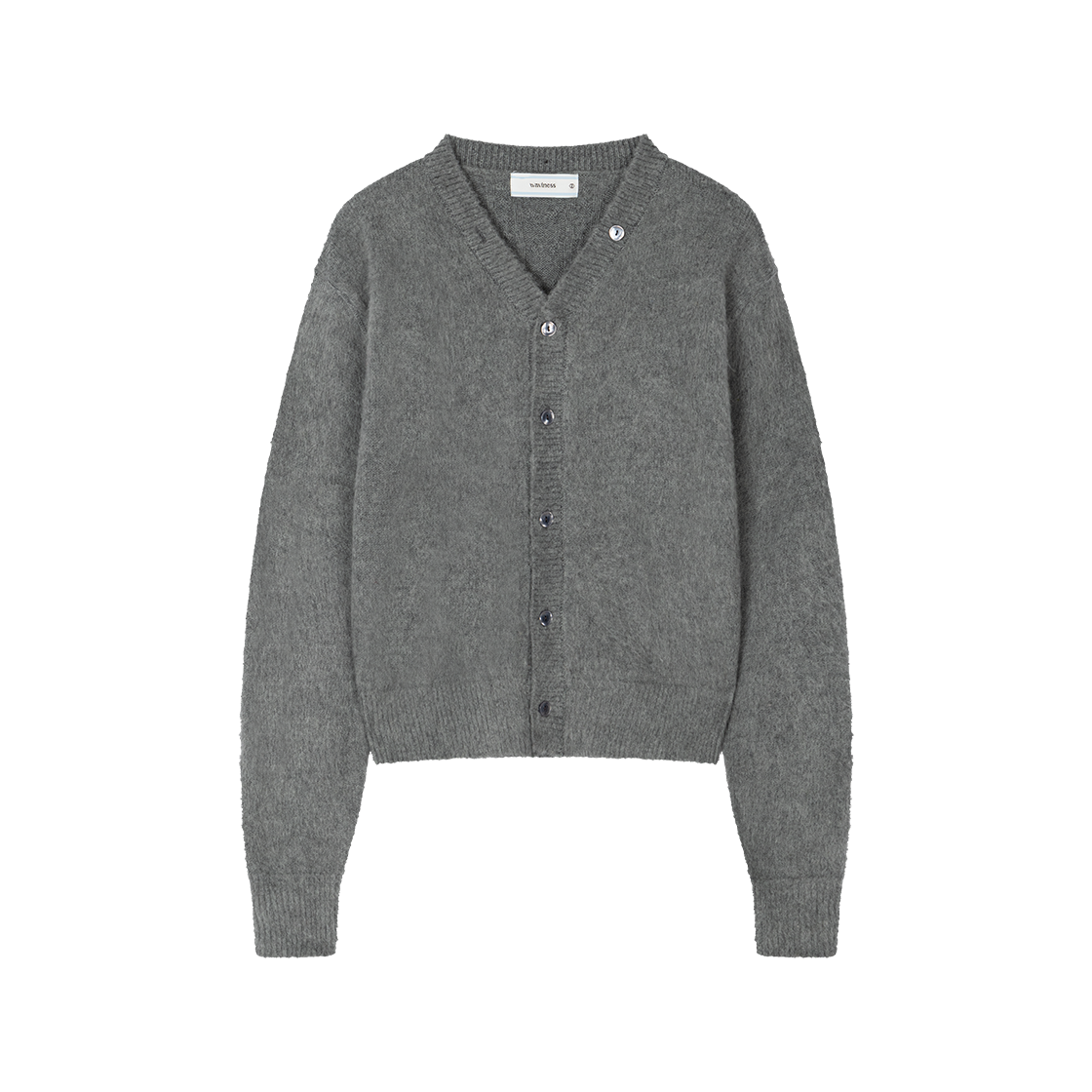 웨이비니스 버튼 포인트 브이넥 가디건 미스트 그레이(Waviness Button Point V-neck Cardigan Mist Grey)