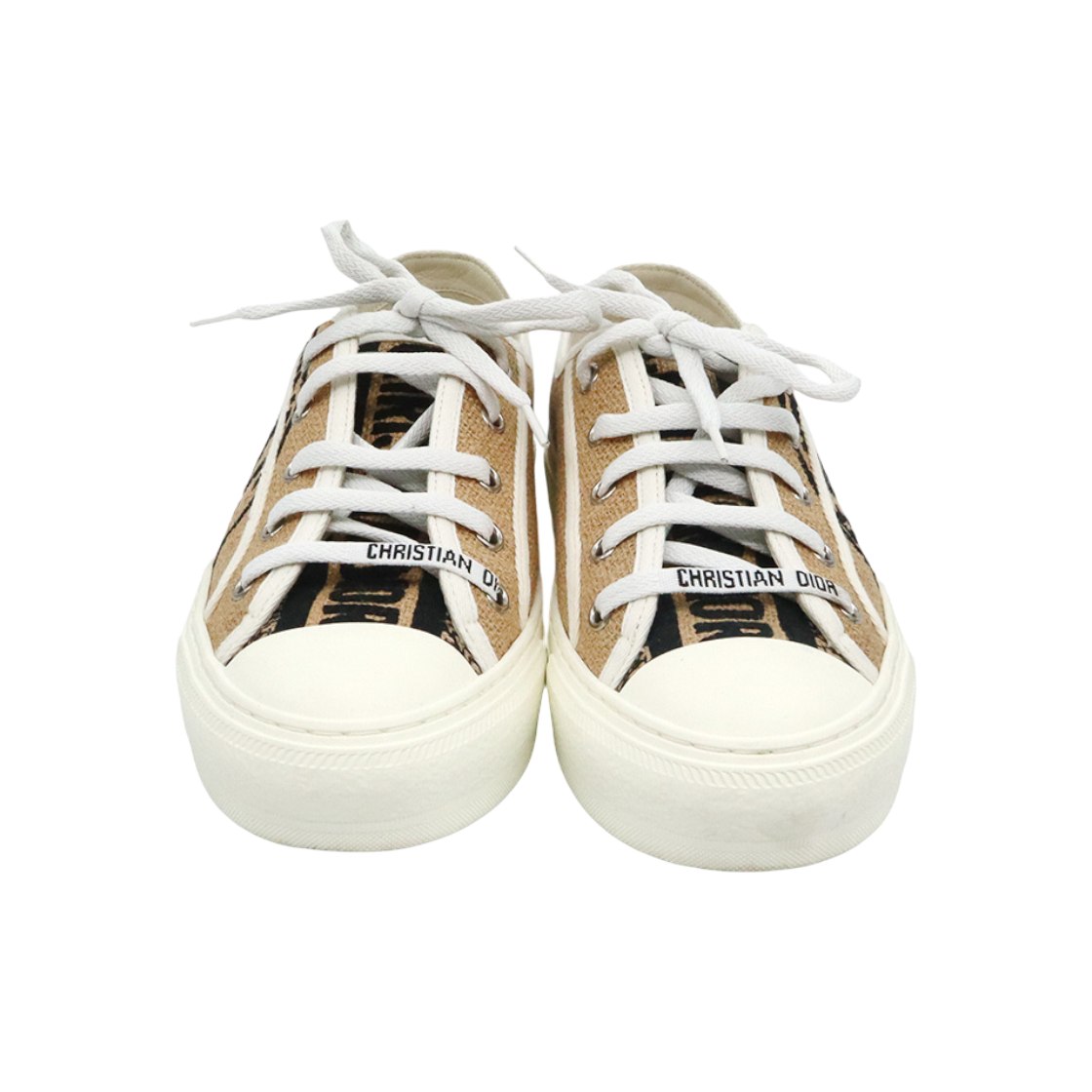 ITGM2S69RB77 Beige Jute Canvas Union Motif Embroidered Work & Dior Women's Sneakers 37