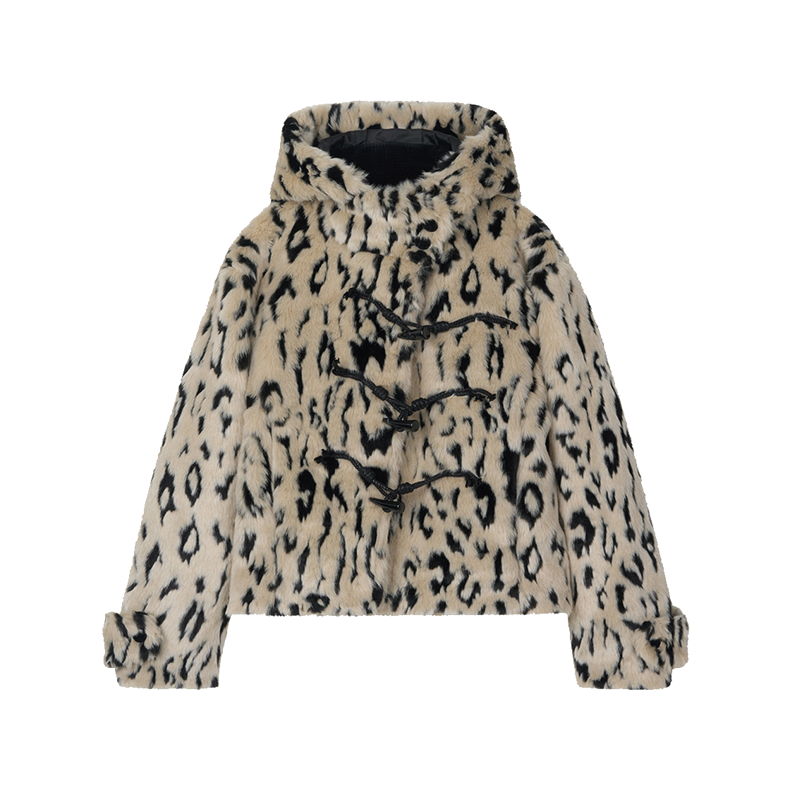 솜속 프레이 후디드 더플 퍼 코트 레오파드(SOMSOC Frei Hooded Duffle Fur Coat Leopard)