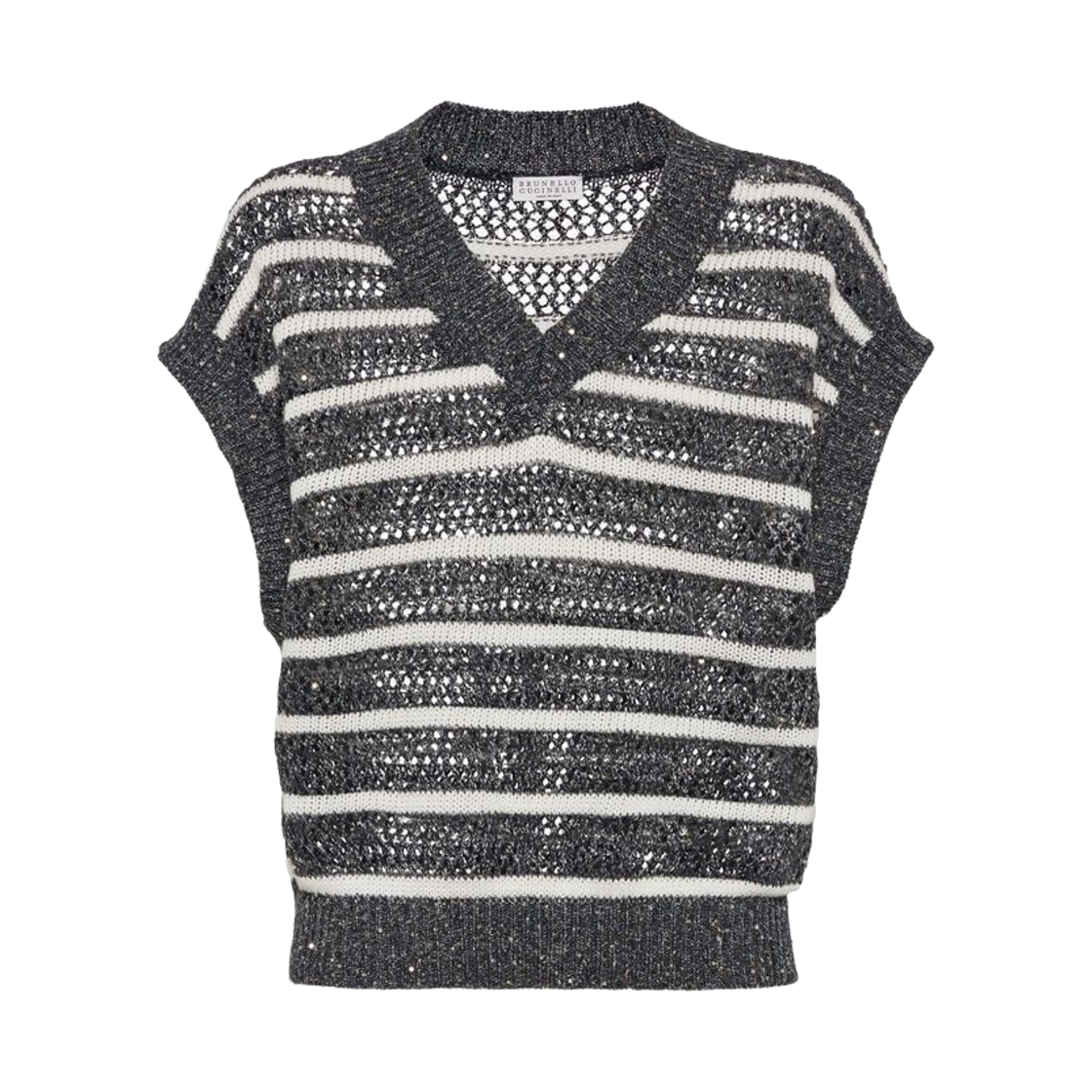 MCO558902-CAS74 (W) Brunello Cucinelli Sequin Knit Vest Grey