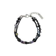 AJOBYAJO Black Light Beads Layered Bracelet Black