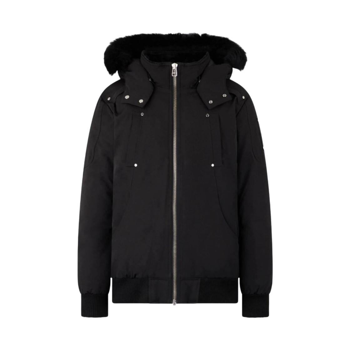 (키즈) 무스너클 오리지널 셔링 트림 봄버 자켓 블랙((Kids) Moose Knuckles Original Shearling Trim Bomber Jacket Black)