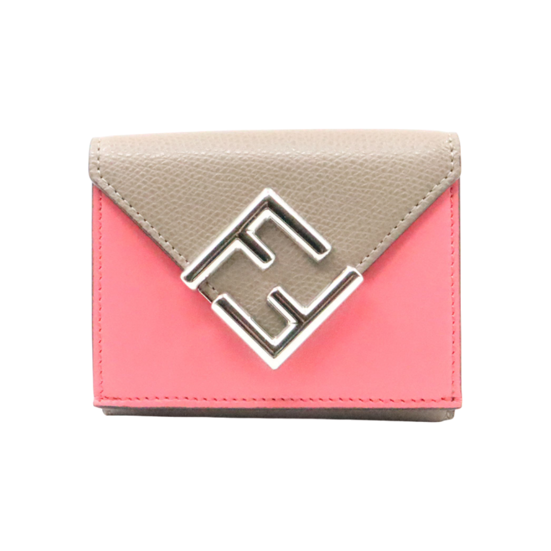 펜디 핑크 8M0395 도브 그레이 투톤 다이아몬트 마이크로 트리폴드 카드(Fendi Pink 8M0395 Dove Gray Two-Tone Diamond Micro Trifold Card Case)