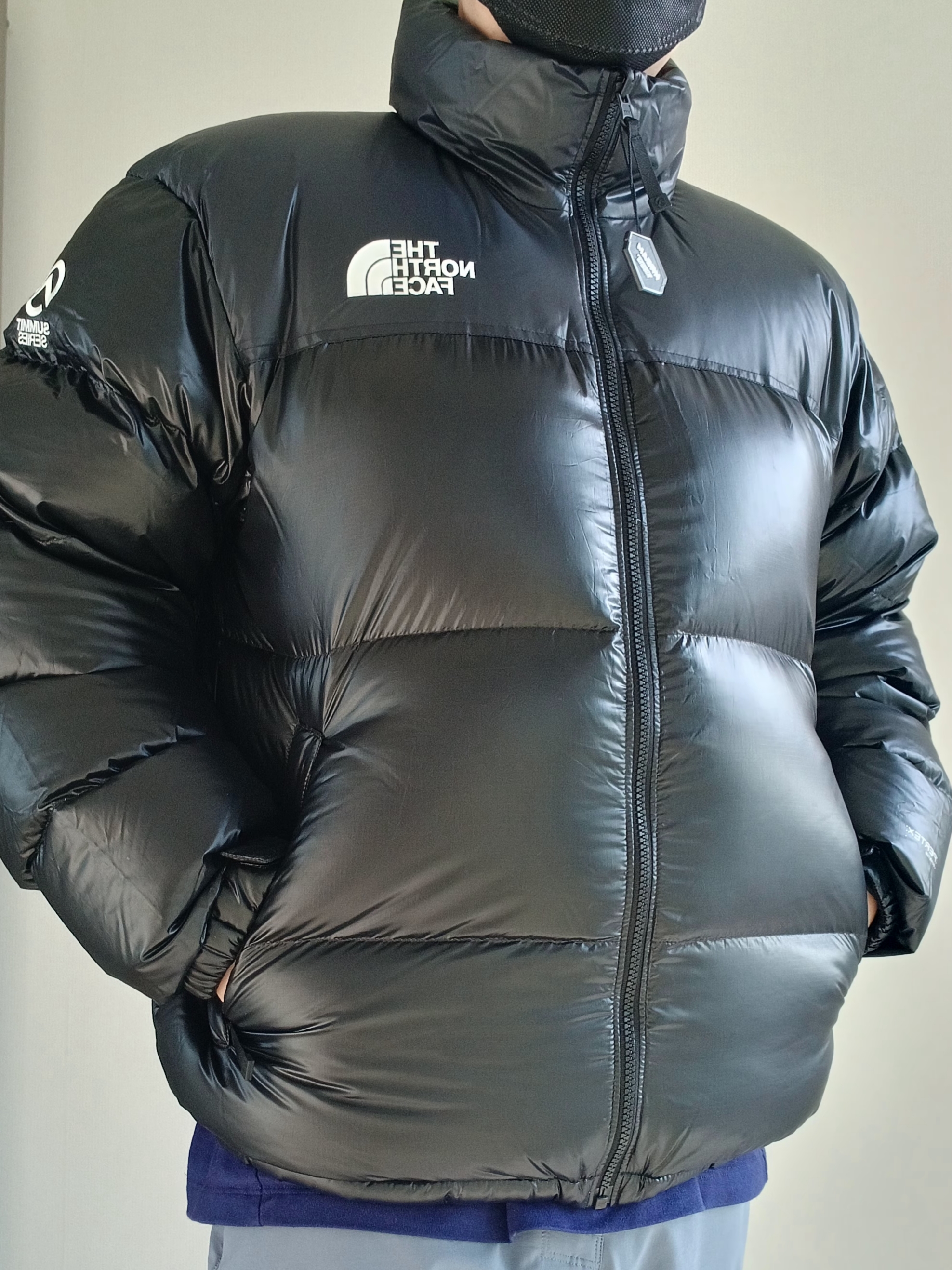Supreme x The North Face Split 6-Panel Black - 24SS, The North Face Quantum Nuptse RDS Jacket Black 착용 스타일 - 4