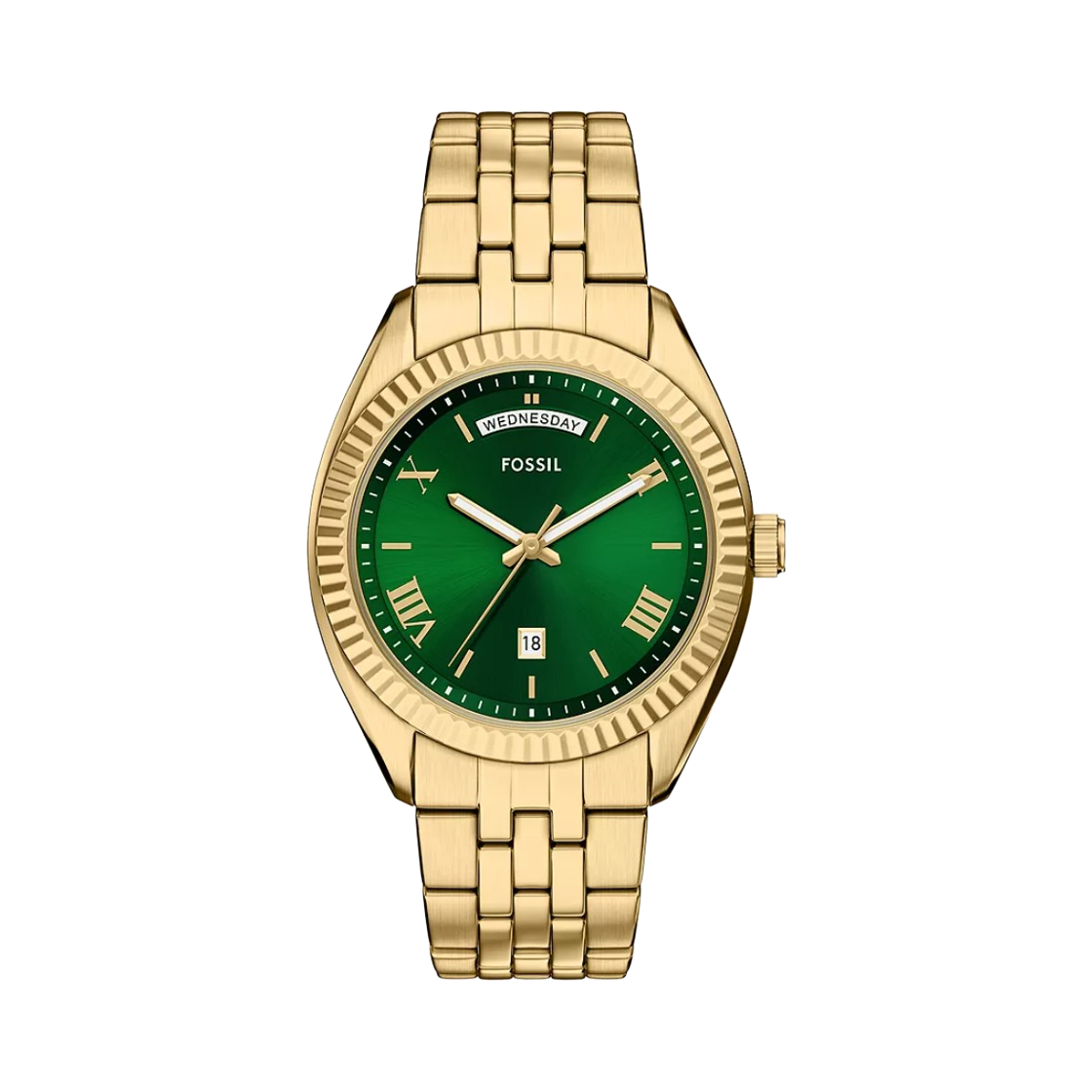 FS6142 Fossil Campbell Quartz Three-Hand Day-Date 42mm Gold-Tone Stainless Steel Gold