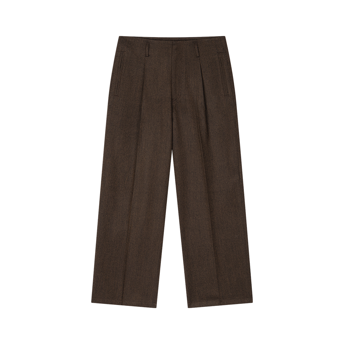 WVNS25423 Waviness Waistless One Tuck Trousers Dark Brown