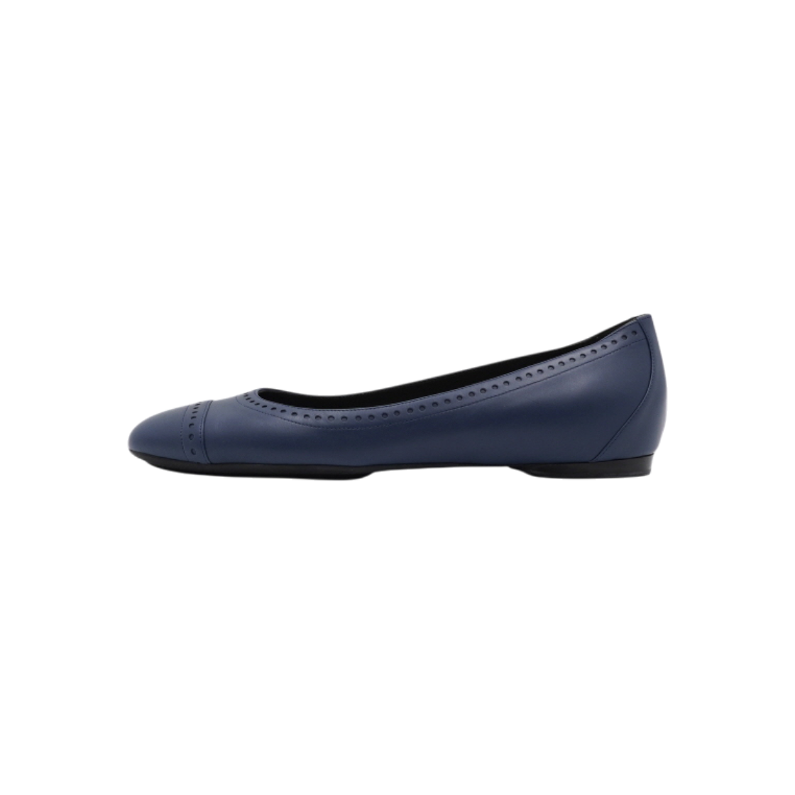 ITJJSMSRBSM5 Hermes Navy Leather Ballerina Flats for Women