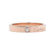 Cartier B40864 18K Pink Gold C de Cartier 1P Diamond 3mm Wedding Band Ring - Size 8