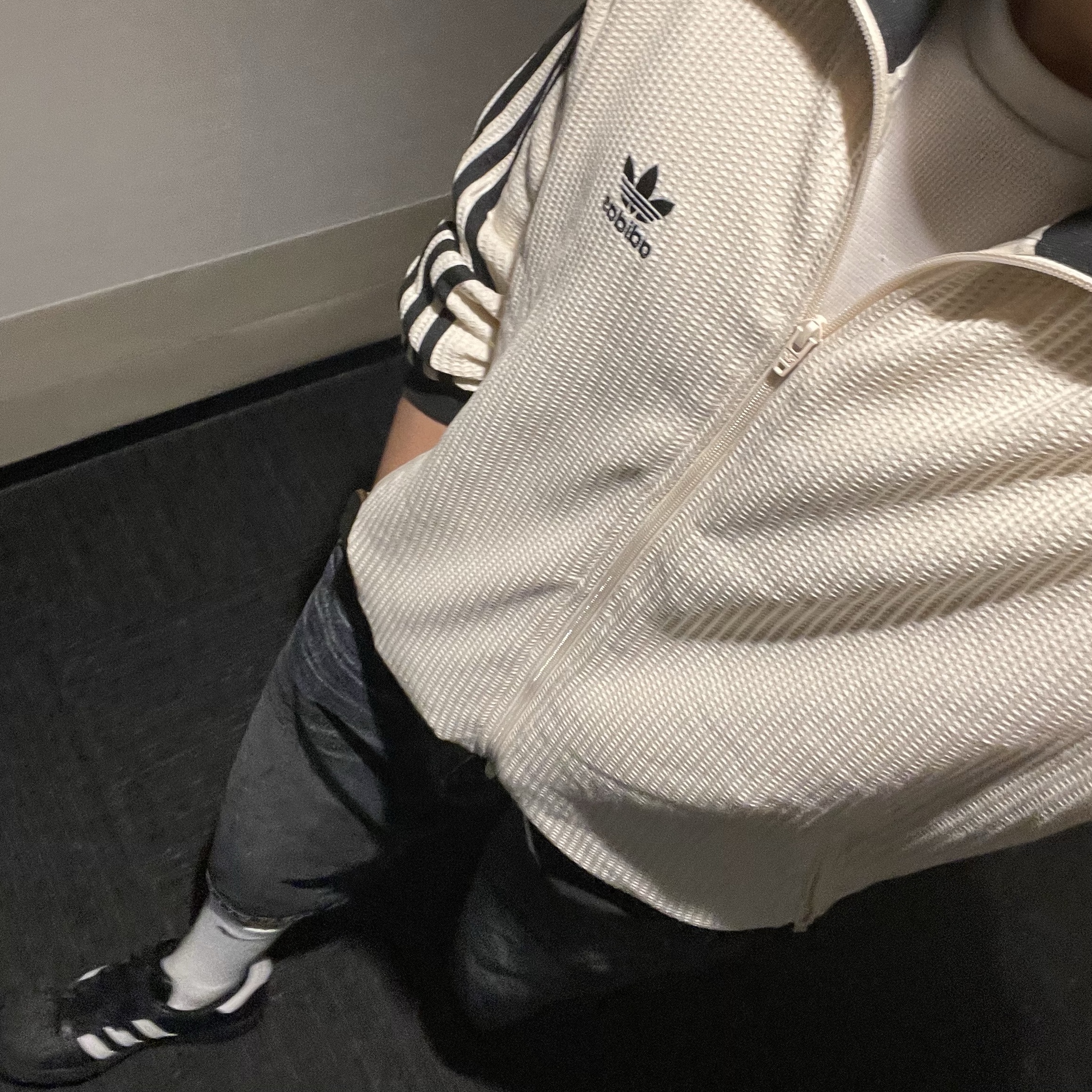Adidas Waffle Beckenbauer Track Top Wonder White - KR Sizing, Adidas Superstar Core Black White 착용 스타일