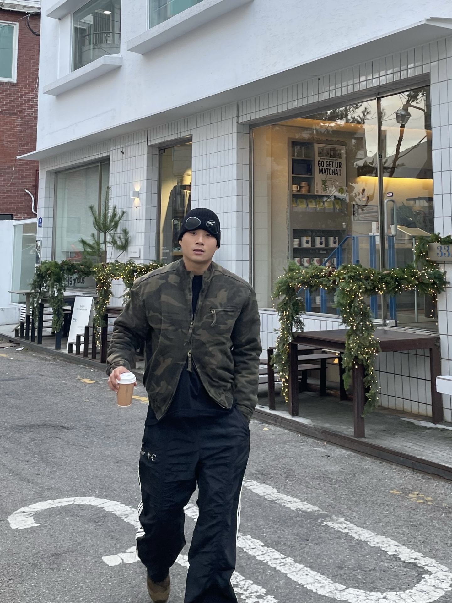 Adidas x Thug Club Woven Trackpants Black Silver Metallic - KR Sizing, C.P. Company Extra Fine Merino Wool Goggle Beanie Black - 24FW 착용 스타일 - 1