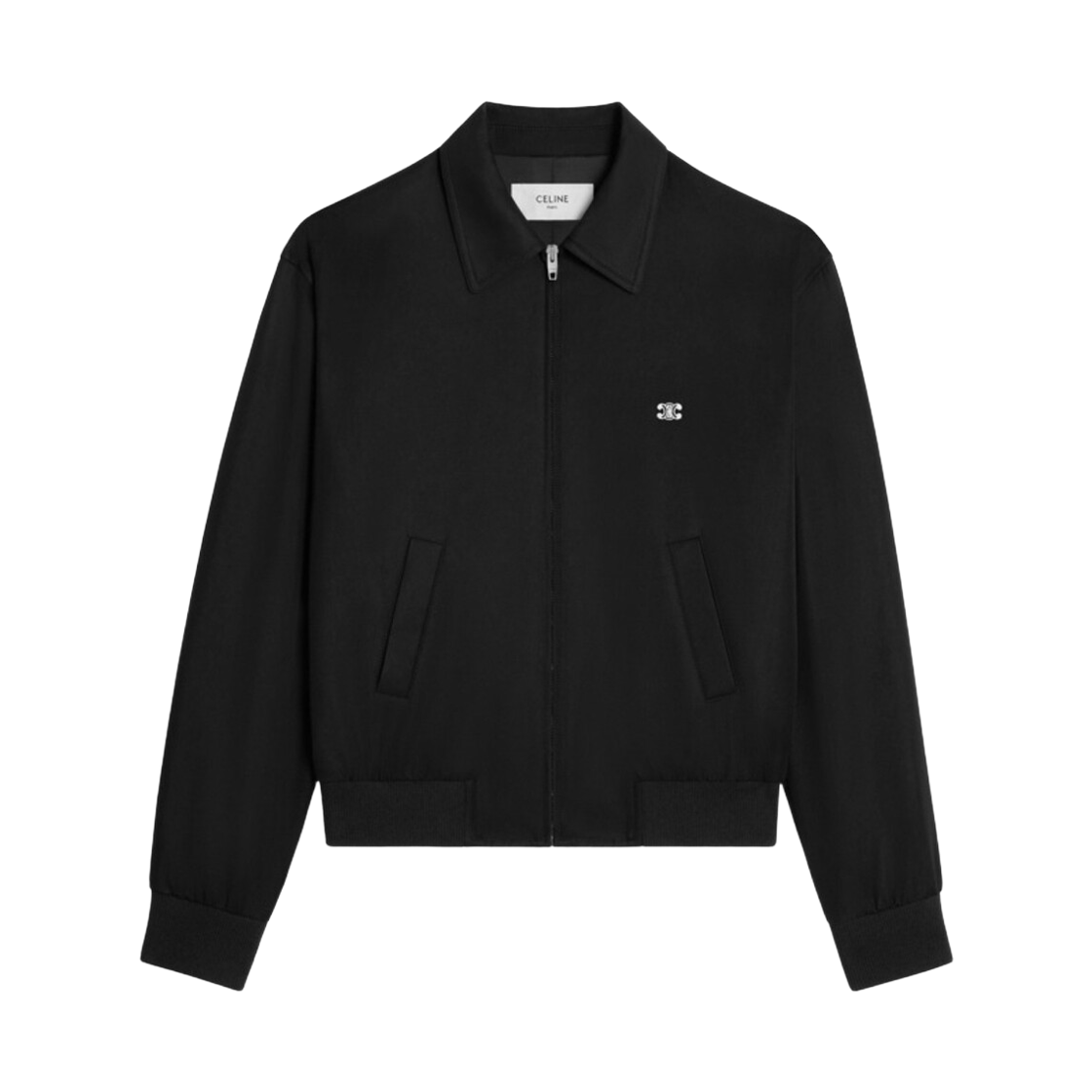 2W47B585X-38JB Celine Triomphe Blouson Jacket in Rayon Twill Jet Black