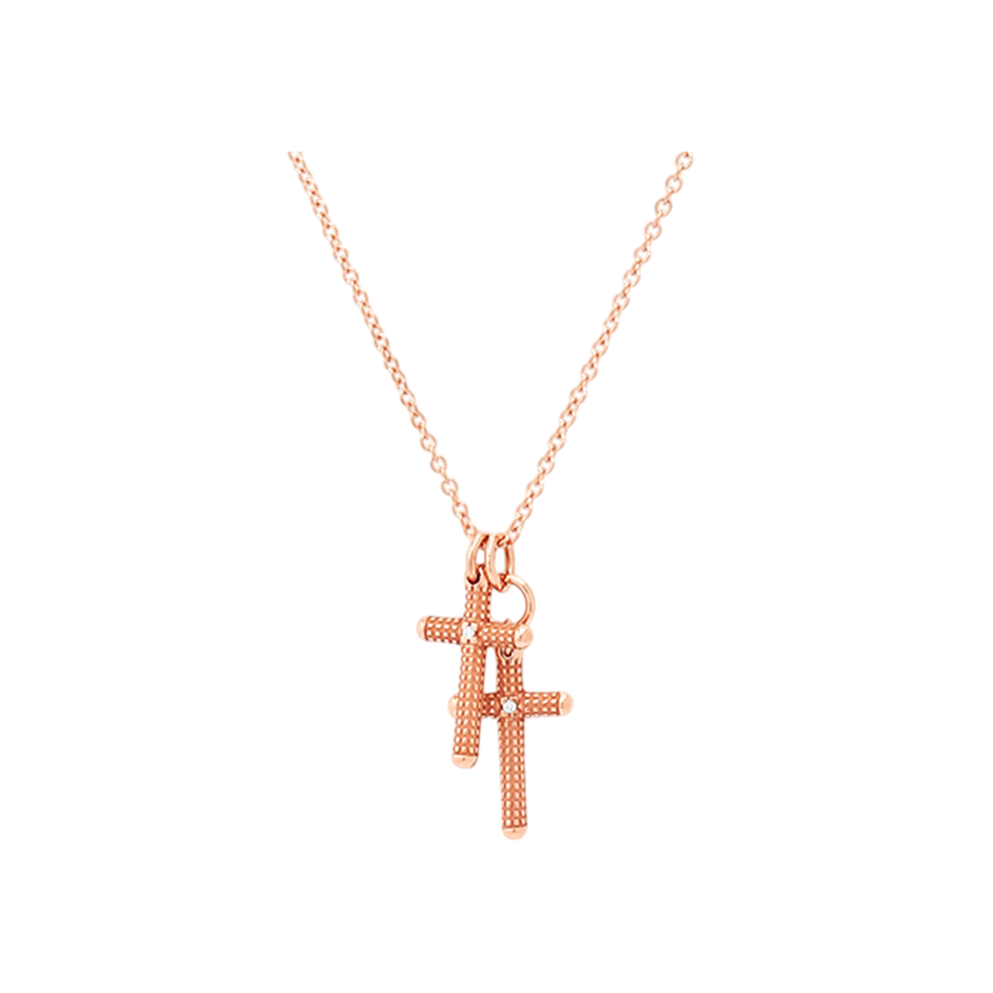 20062175 [13% 쿠폰] Damiani Metropolitan Diamond Cross Necklace Pink Gold