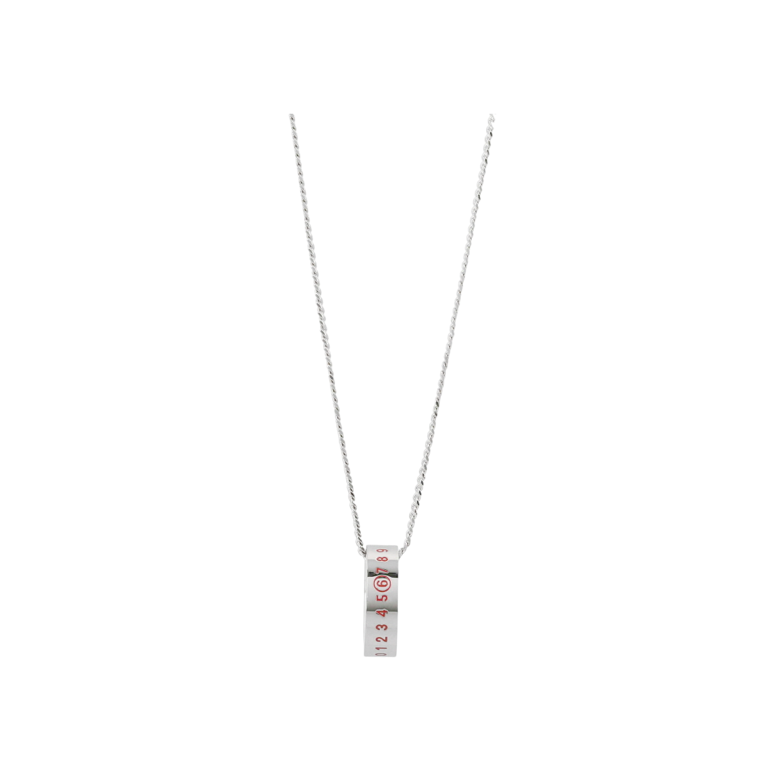 SM6UU0048 P7351 969 [13% 쿠폰] MM6 Maison Margiela Year of the Snake Minimal Numeric Necklace Polished Silver Red