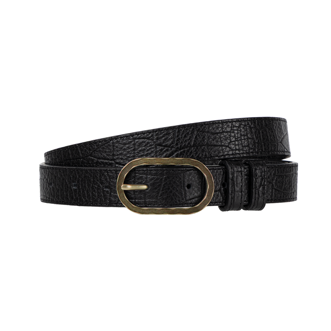 웨이비니스 릿지 루프 레더 벨트 골드(Waviness Ridge Loop Leather Belt Gold)