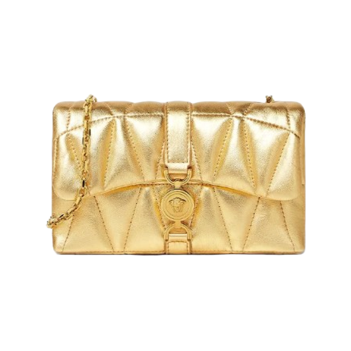 1017740-1A14365-1X00V Versace Kleio Quilted Metallic Mini Bag Gold