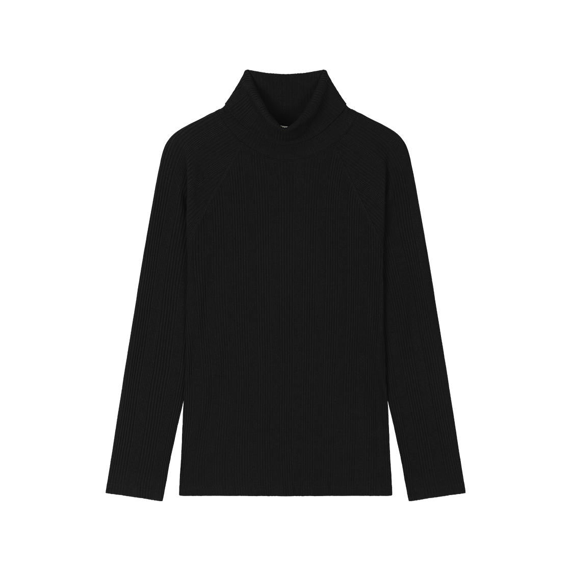 웨이비니스 래글런 터틀 넥 슬리브 블랙(Waviness Raglan Turtle Neck Sleeve Black)