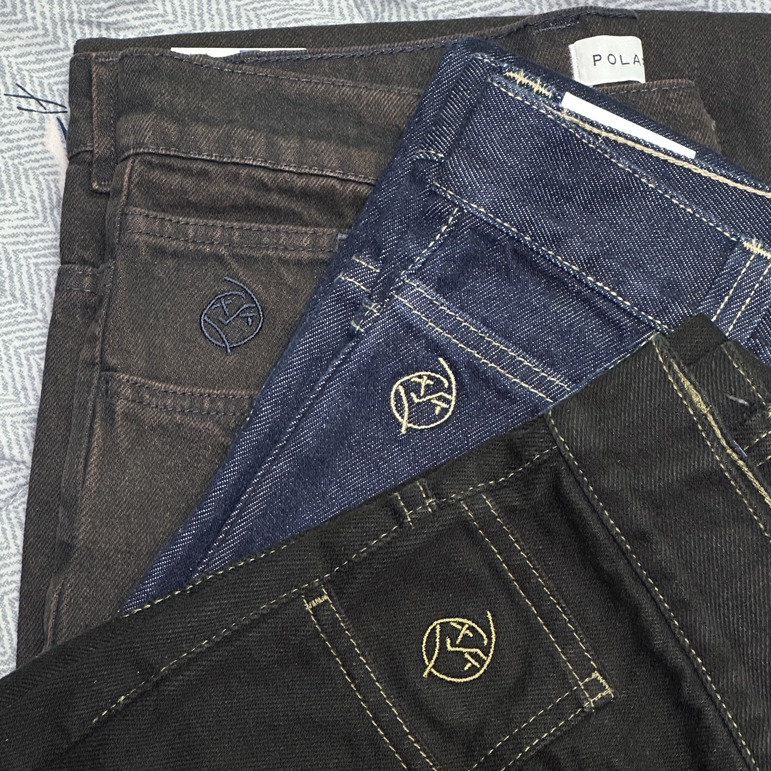 Polar Skate Co. Big Boy Work Pants One Wash, Polar Skate Co. Big Boy Pants Black Dark Olive 착용 스타일