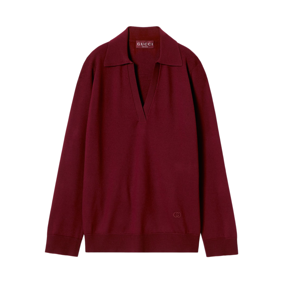 793883-XKFA8-6318 (W) Gucci Extra Fine Wool Polo Top Rosso Ancora Red