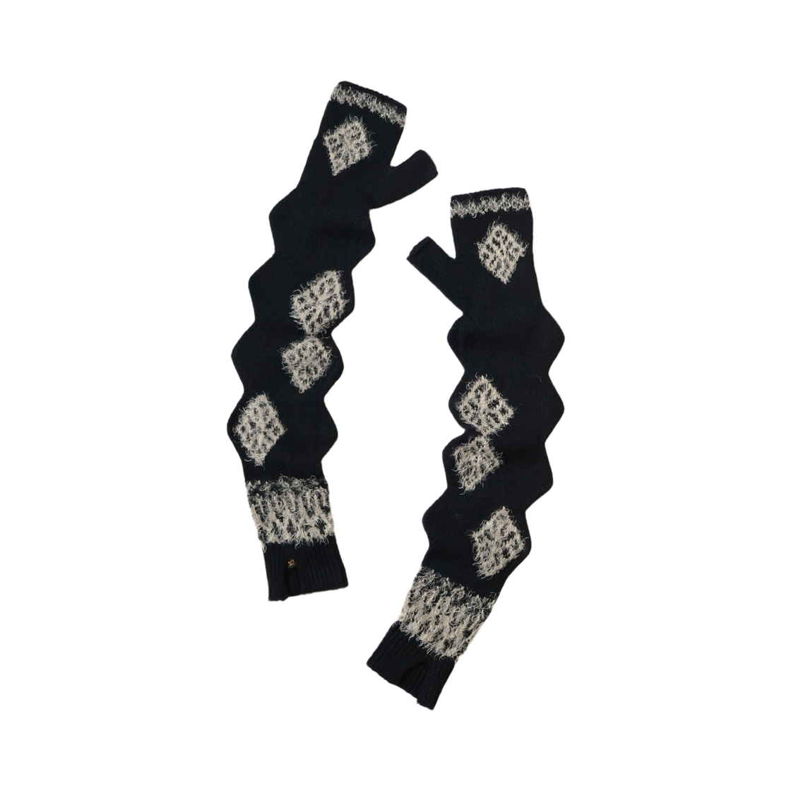 K2511XG558 Kapital 10G Wool Gizagiza Arm Warmers Black