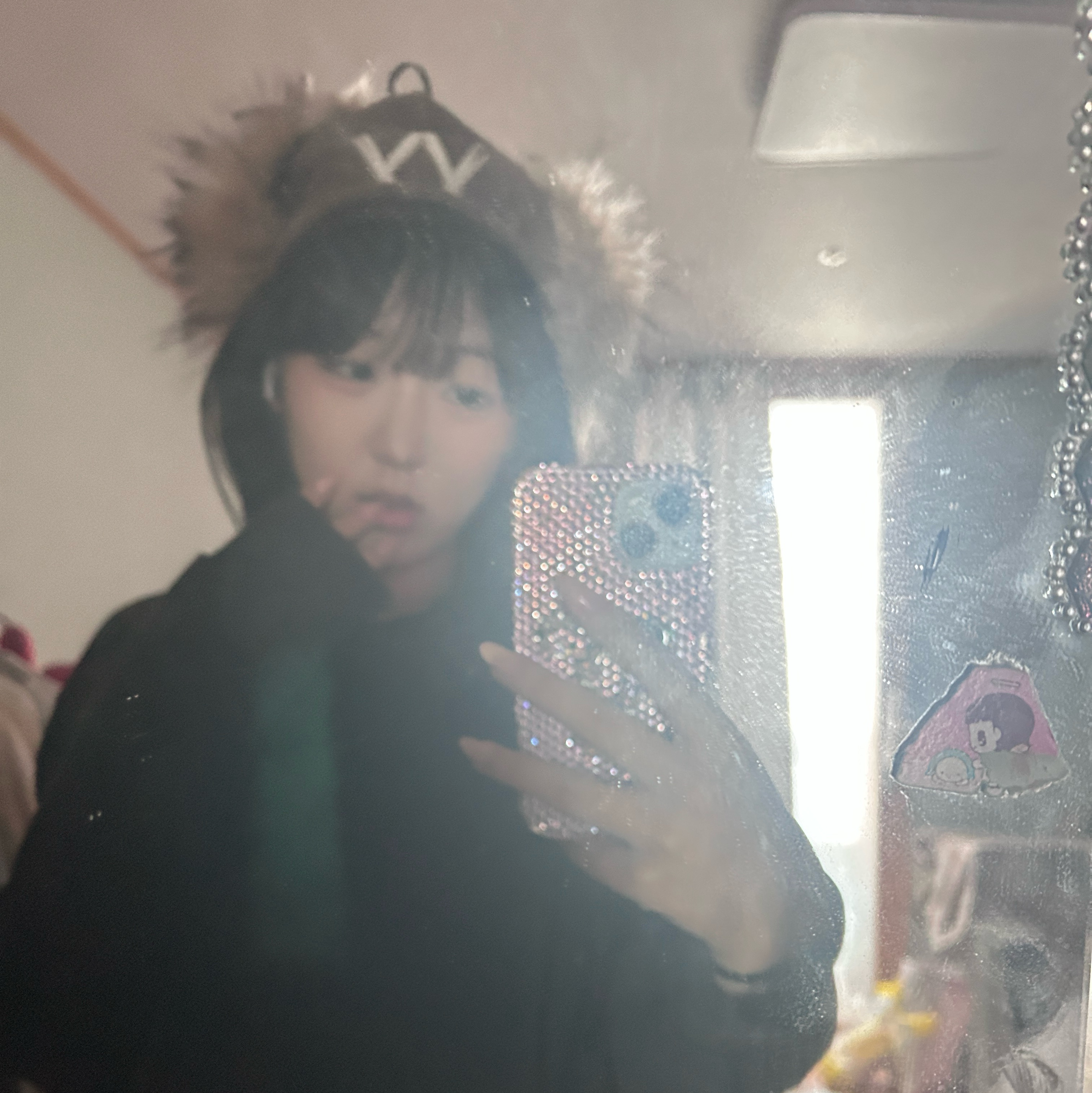 Open Yy Faux Fur Corduroy Earflap Cap Khaki 착용 스타일