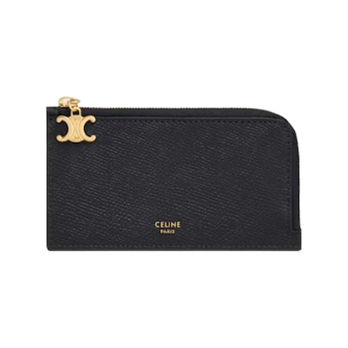 L10083FVO-38NO Celine Long Zipped Card Holder in Grained Calfskin Black