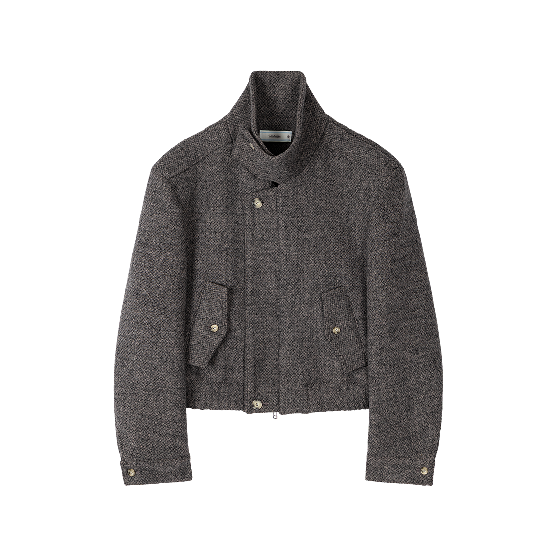 웨이비니스 하이 넥 카라 자켓 라이트 그레이(Waviness High Neck Collar Jacket Light Grey)
