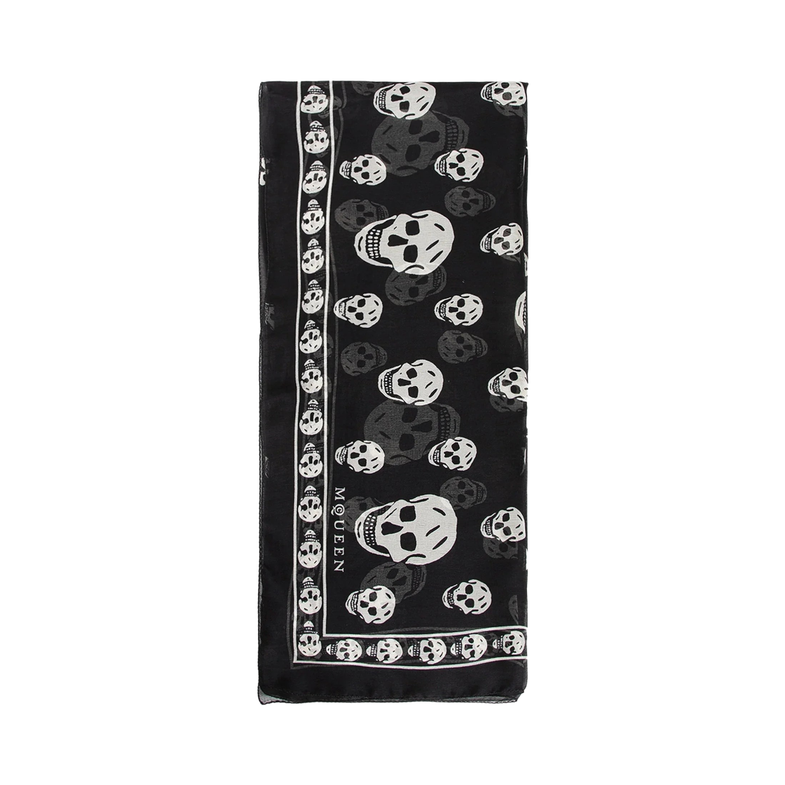 (W) 알렉산더 맥퀸 클래식 실크 블렌드 스컬 스카프 블랙((W) Alexander McQueen Classic Silk Blend Skull Scarf Black)