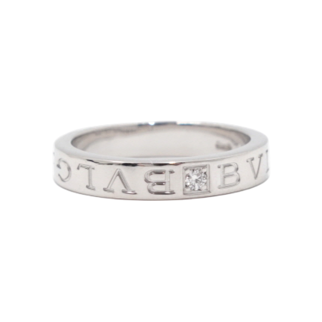 IT78R476R4I7 Bvlgari 339987 18K White Gold 0.04 Carat Single Diamond B.zero1 Essential Ring - Size 16