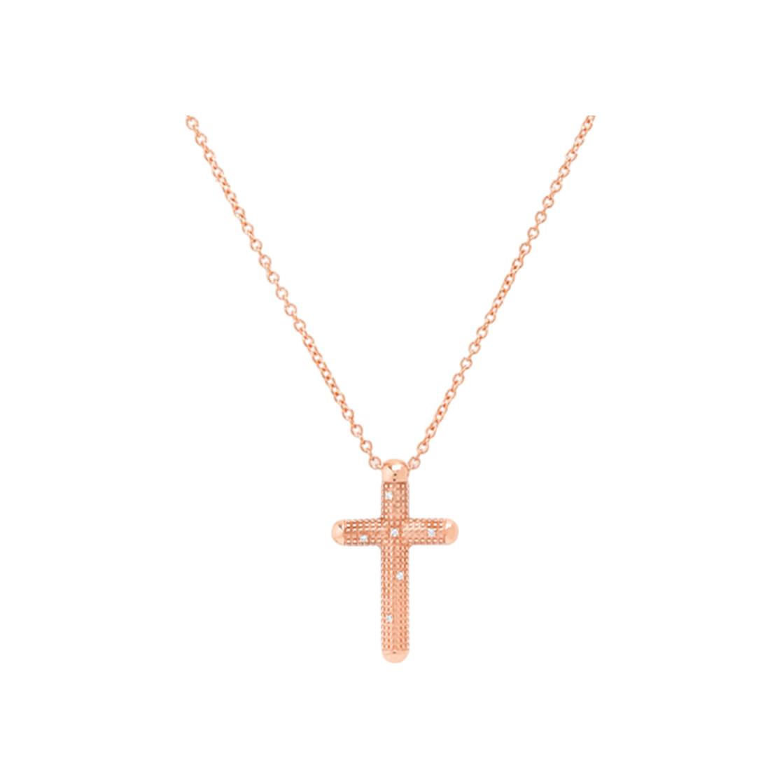 20062160 [13% 쿠폰] Damiani Metropolitan Diamond Cross Necklace Pink Gold