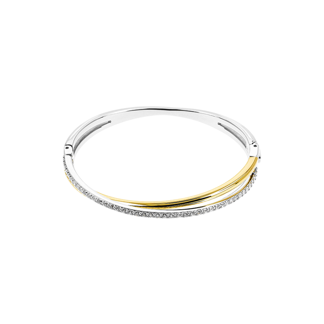 5689720 [13% 쿠폰] (W) Swarovski Hyperbola Bangle Round Cut White Mixed Metal Finish