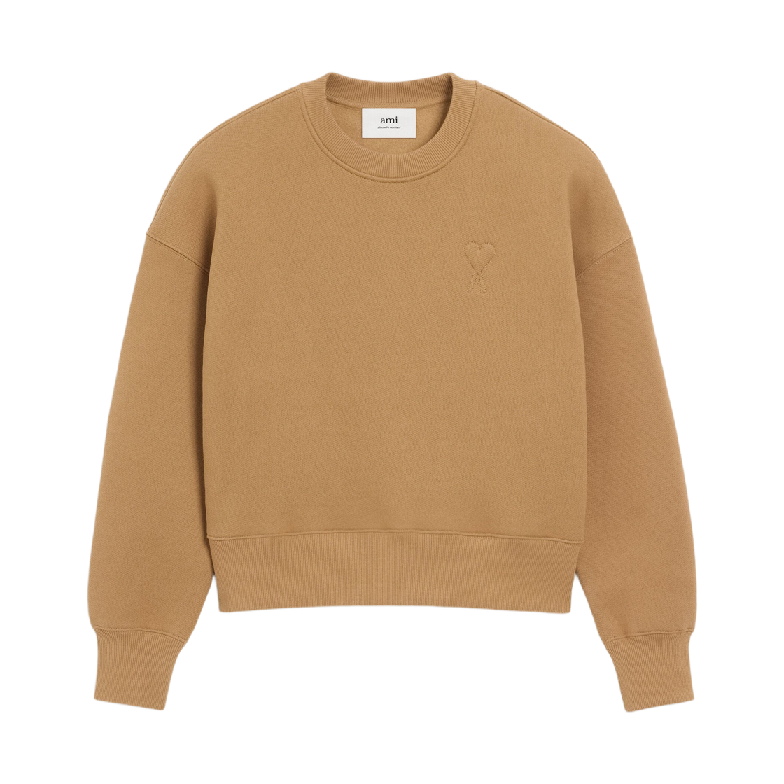 (W) 아미 톤온톤 하트 로고 코튼 스웨트셔츠 카멜((W) AMI de Coeur Cotton Sweatshirt Camel) - 1