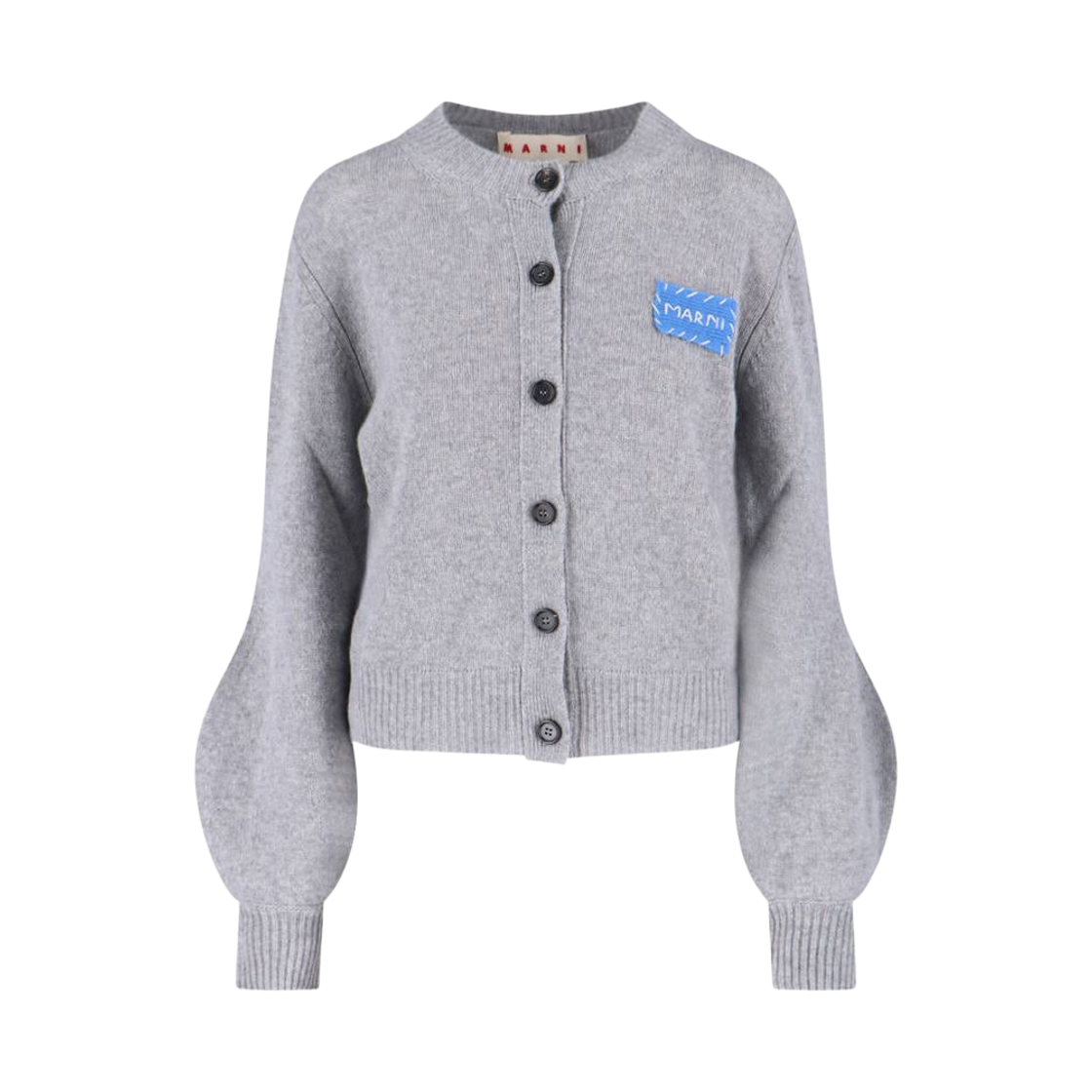 CDMD0353A0-UFX325-00N38 (W) Marni Patch Blue Cashmere Cardigan Grey