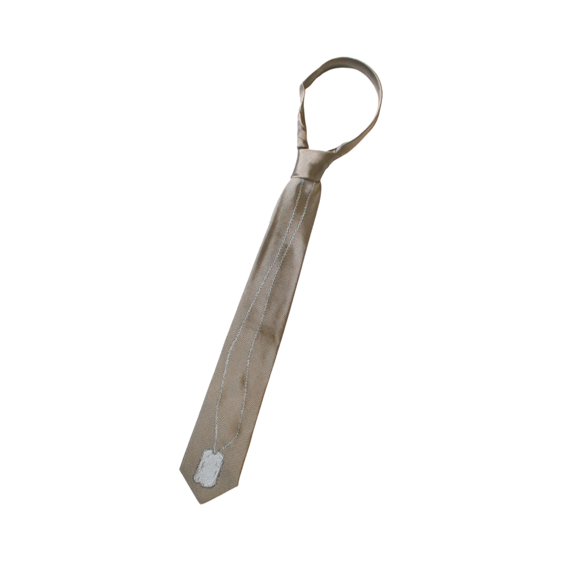 K2509XG527 Kapital Silk Twill Dog-Tag Tie Beige