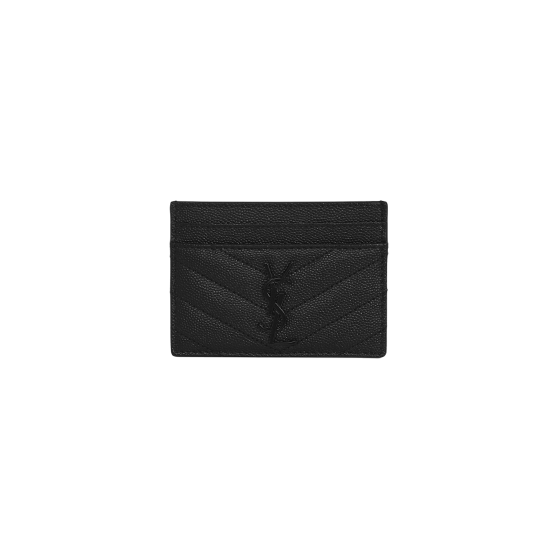 423291 BOW08 1000 [13% 쿠폰] Saint Laurent Cassandre Matelasse Card Case in Grain De Poudre Embossed Leather Black