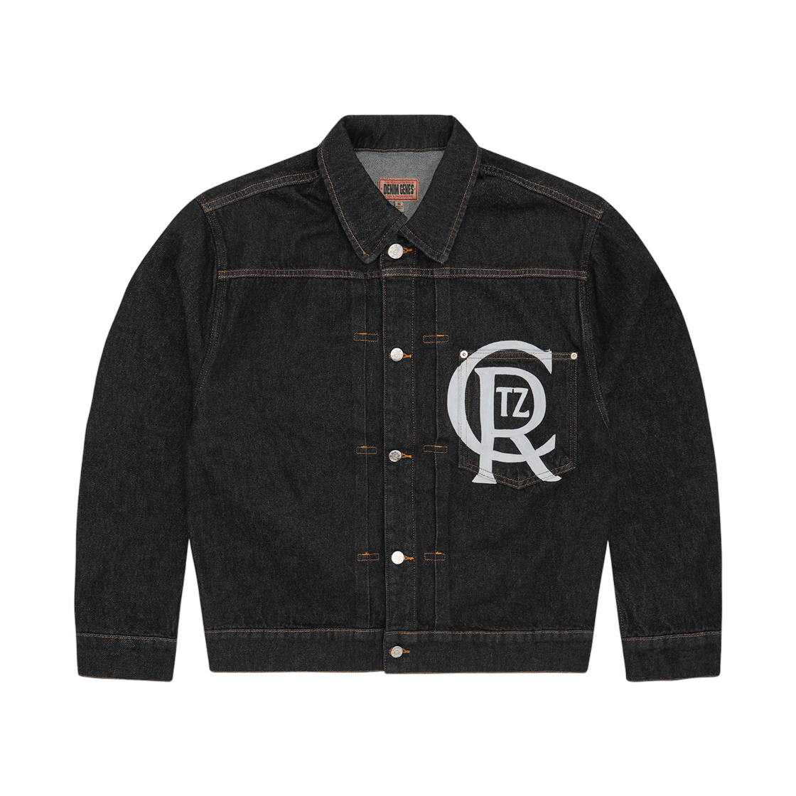 코르테이즈 크레스트 체인스티치 데님 자켓 워시드 블랙(Corteiz Crest Chainstitch Denim Jacket Washed Black)