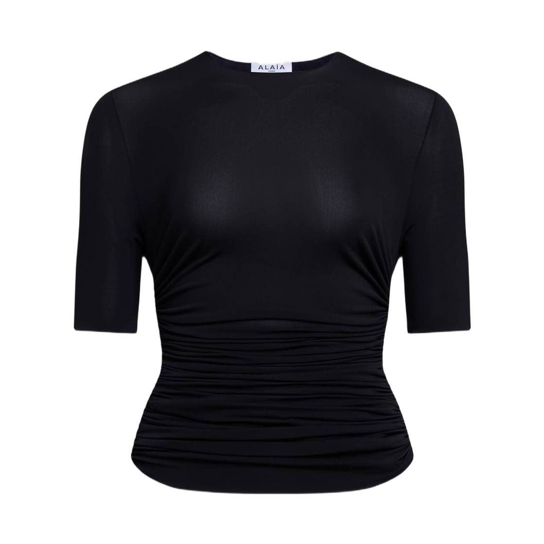 (W) 알라이아 소프트 저지 티셔츠 블랙((W) Alaia Soft Jersey T-Shirt Black)