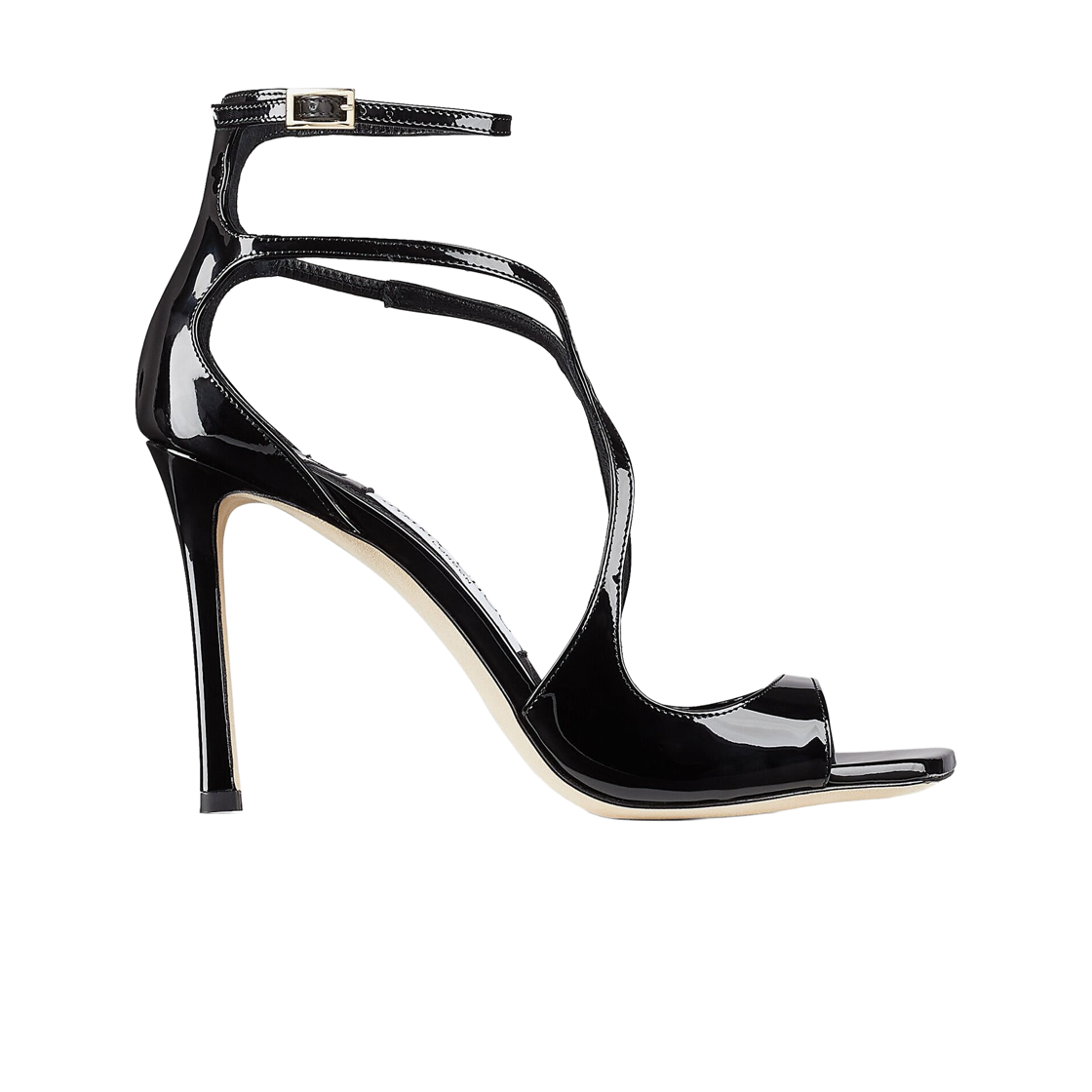 (W) 지미추 아지아 95 페이턴트 샌들 블랙((W) Jimmy Choo Azia 95 Patent Sandal Black)